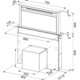 Downdraft - hotte plan de travail / 900  mm/ inox-Verre noir