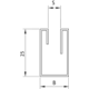 U-profiel met afgeronde rand MIRROR, voor 10 mm glas, B19.5 H25 L3000, mirror
