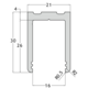 Profil en « U » PROFIX, pour verres 8/13.5, B21 H30 L3000, aluminium brillant