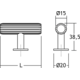 Bouton T RILLE L55 aluminium brossé laiton