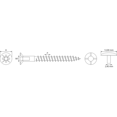 Vis à bois zinguée à tête fraisée pozidrive countersink