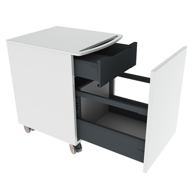Mini armoire sur roulettes avec tiroir et tiroir intérieur, entièrement extensible avec fermeture amortie