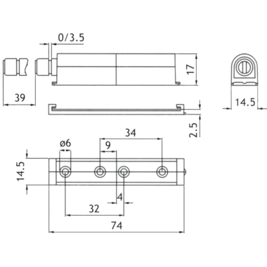 Fermature à pousser réglable magnétique grand modele 40mm