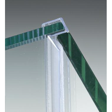 Dichting met aanslag met hoek van 90°, voor 6/8 mm glas, L2200, transparant