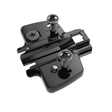 Sensys Plaque de montage cruciforme « Hettich Direkt » avec tenon pilote et vis spéciales en noir obsidien, réglage en hauteur direct
