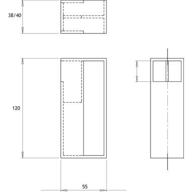 Poigneeporte coulissante kube inox  ferme