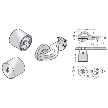 Pba 500-alu dispositif fermeture libre/occ.+ gache /bouton