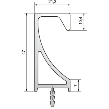Profil de poign. a fraiser l:5100mm inox look  