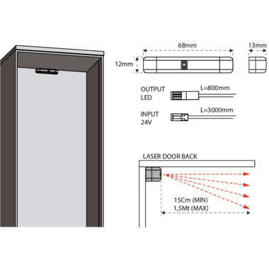 Laser door back senseur-IR 24V noir