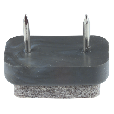 Meubelglijder rechth.30x18mm grijs+vilt+2 nagels