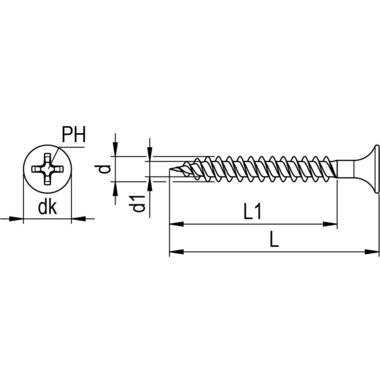 Schroef Gyproc zwart PK PH met verzonken kop