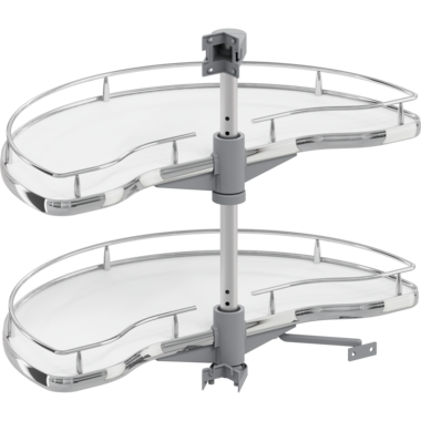 Panier pivotant 1/2 bois blanc/chrome