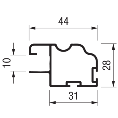 Vertikaal profiel TR10ML 2.6m