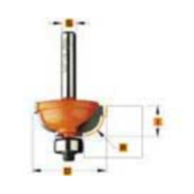 Holprofielfrees met kopse lager r=8 d=31,7 i=14,3 hw
