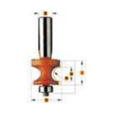 Kraalprofielfrees met kopse lager r=4,75 d=25,4 i=18,6 hw