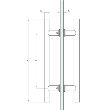 Paar ronde deurgrepen, voor 6/17.5 mm glas, L300