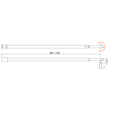 Uitschuifbare stabilisatiestang wand/glas