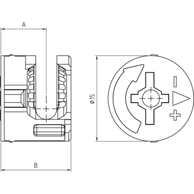 Ferrure d'assemblage excenter 15 sans bord  