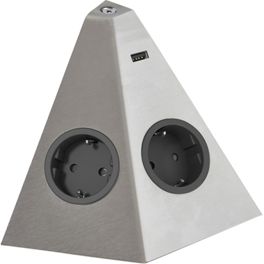 Tetra angle inox b-f 2 prises+1 usb  
