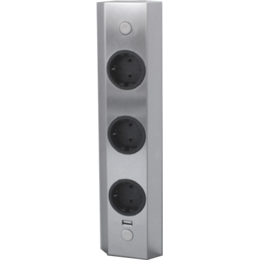 Box multiprises inox 3 prises + USB-A