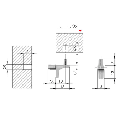 Support tablette K-line diamètre 5mm avec pin  