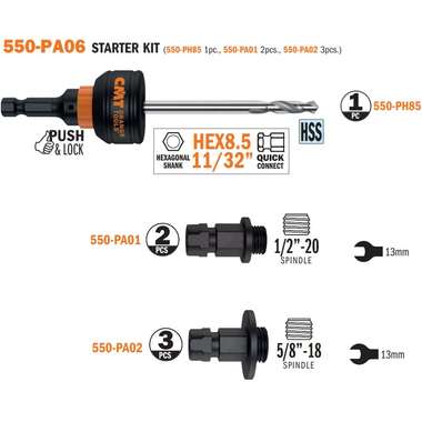 Kit démarrage foret hss/mandrin change rap/adapt 