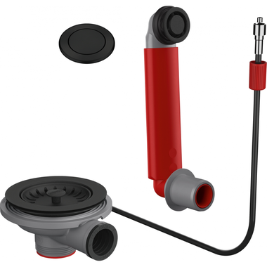 Colorline - Vidage automatique 1 cuve / Trop plein rond & Bouton poussoir inclus / Noir mat