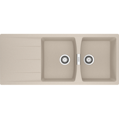 Centro - Inbouwspoeltafel / 1160 x 500 mm / 2 bakken / Koffieroom / Omkeerbaar