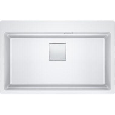 KUBUS 2.0 PRO - Cuve à encastrer / 1 bassin / 734 x 400 x 220 mm / Vidage manuel / Blanc métallisé + Set 3 accessoires
