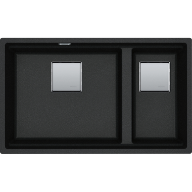 KUBUS 2.0 PRO - Onderbouwspoelbak / 2 bakken / 760 x 460 x 200 mm / Manuele lediging / Onyx + Set 3 accessoires