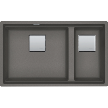 KUBUS 2.0 PRO - Onderbouwspoelbak / 2 bakken / 760 x 460 x 200 mm / Manuele lediging / Steengrijs + Set 3 accessoires