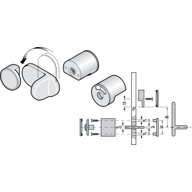 Pba 500-nylon wit vrij/bezet eenheid met grendel/k nop