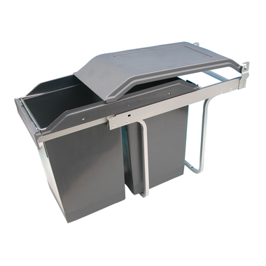 Poubelle hailo tandem i gris 2x15l  