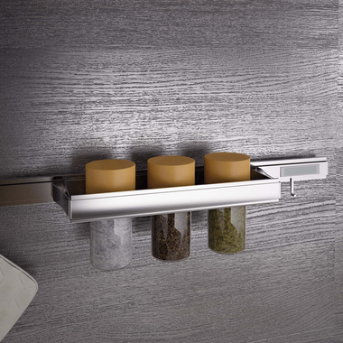 Wing kruidenrek rvs look 350x110x160+ 3 glazen pot + 3 glazen potten