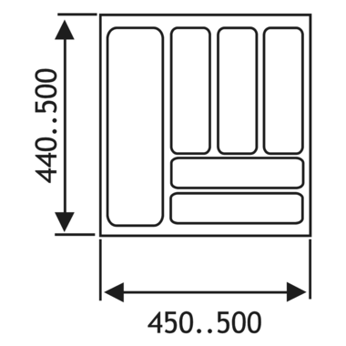 Inleglade alu grijs 440-500 mm