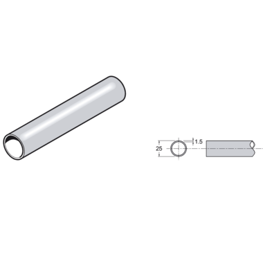 Pba 500-g inox sat. tube superieure d:25mm/l:3m