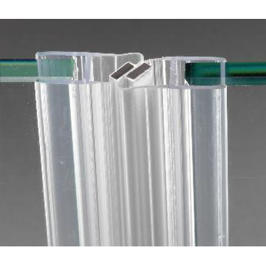 Magnetische dichting rechts met hoek van 45° met witte magneet, voor 6/8 mm glas, L2200, transparant