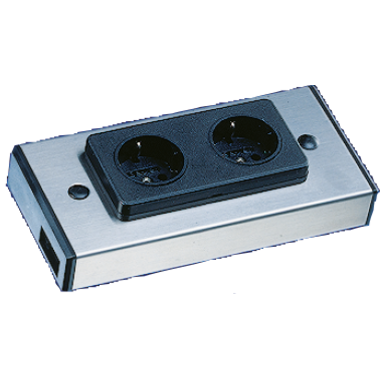 Dubbel stopcontact RVS IN/OUT connector