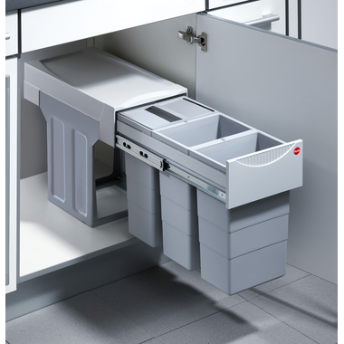 Poubelle hailo terzett iv gris 3x10l  extension totale