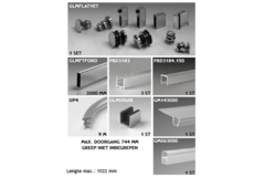 Toebehoren douche met schuifdeur wand/glas met frameprofiel voor vaste glaspanelen, voor 8 mm glas, glanzend rvs