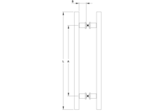 Paar vierkante deurgrepen, voor 6/12 mm glas, B15 H15 L200, aluminium met geborsteld rvs effect