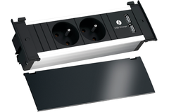Kapsa zwart 3 stopcontacten b-f + usb charger