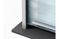 Quasar Reflex glas-rolluik 900 x 1500mm satinato rvs-look voorliggend