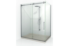 Toebehoren douche met schuifdeur wand/glas met frameprofiel voor vaste glaspanelen, voor 8 mm glas, glanzend rvs