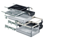 Kit de caisson avec coulisses à sortie partielle et super extension, Profondeur d'installation (mini) 730 mm, noir