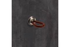 Bouton Filaga, L 20 mm, H 32 mm, cuir brun foncé / nickelé mat