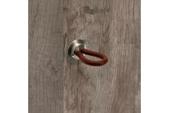 Bouton Filaga, L 20 mm, H 32 mm, cuir brun foncé / nickelé mat