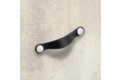 Poignée Gela, entraxe de perçages 128, L 150 mm, B 26 mm, H 3 mm, cuir noir
