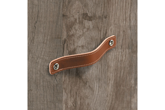 Poignée Nica, entraxe de perçages 64, L 94 mm, B 25 mm, H 3 mm, cuir brun clair