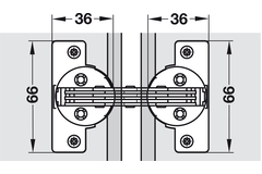 Verstekscharnier, GS 22,5, openingshoek 120°